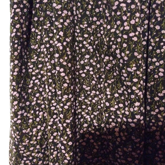 Shein Black Floral Puff Sleeve Smocked Dress L Cottagecore Coquette Feminine - Picture 2 of 10